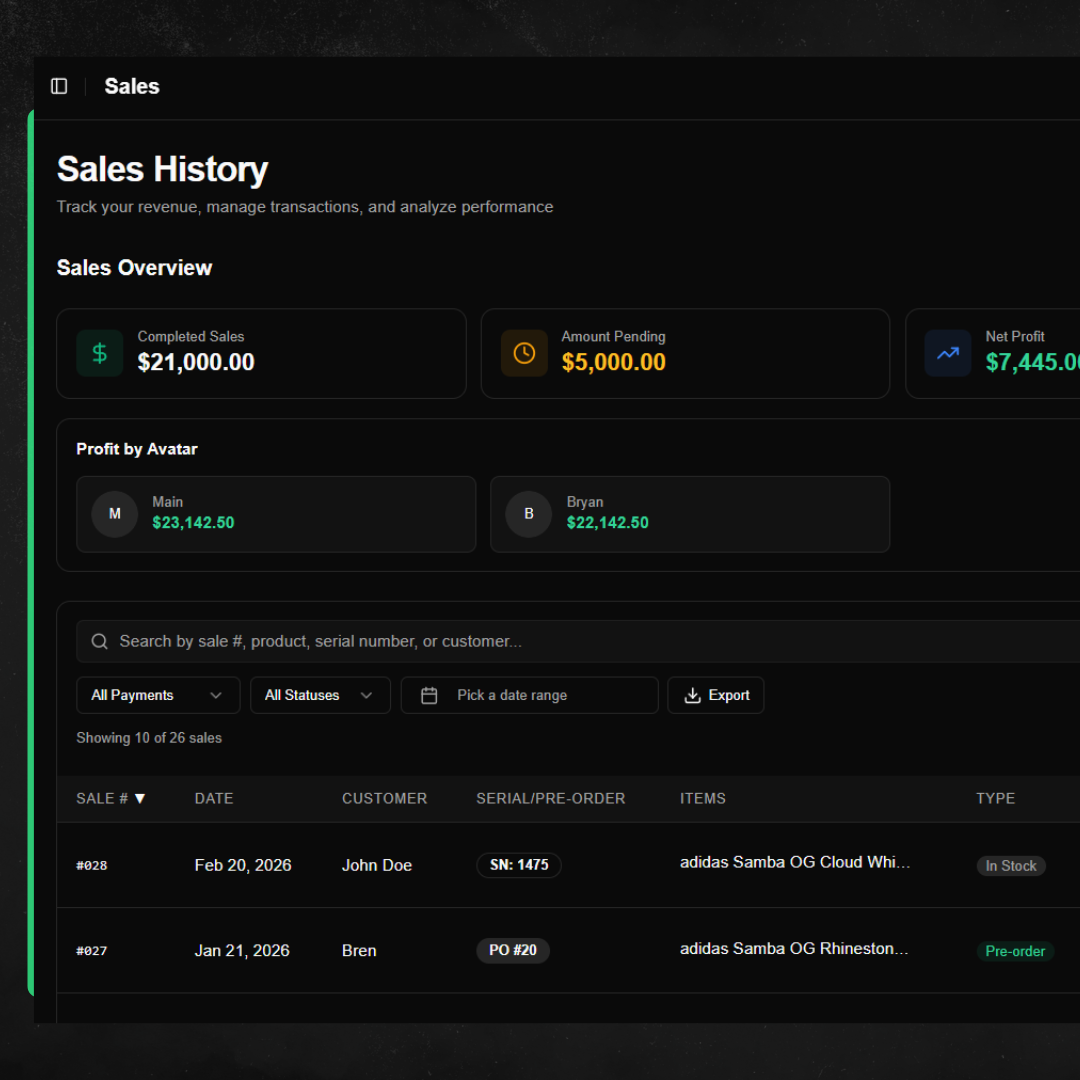Track every sale and payment.